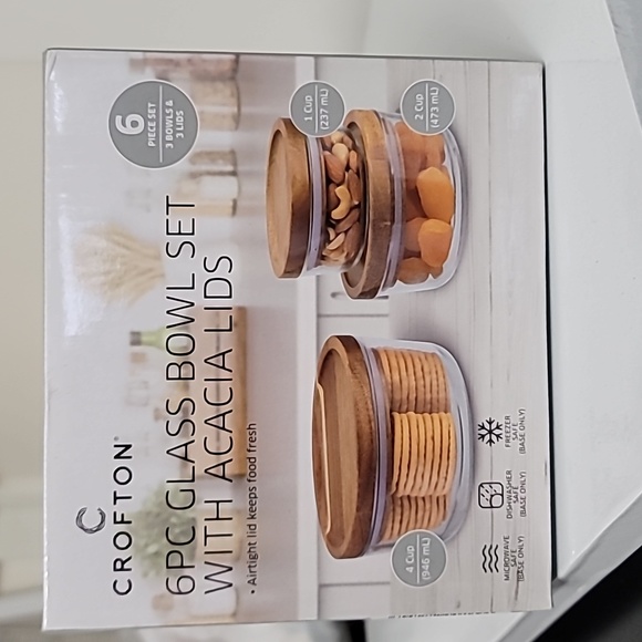 crofton Bath New Crofton Glass Bowl Set With Acacia Lids Poshmark